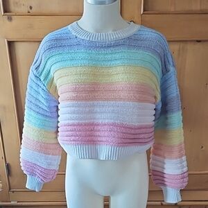 SHEIN Pastel Striped Cropped Sweater Size Large